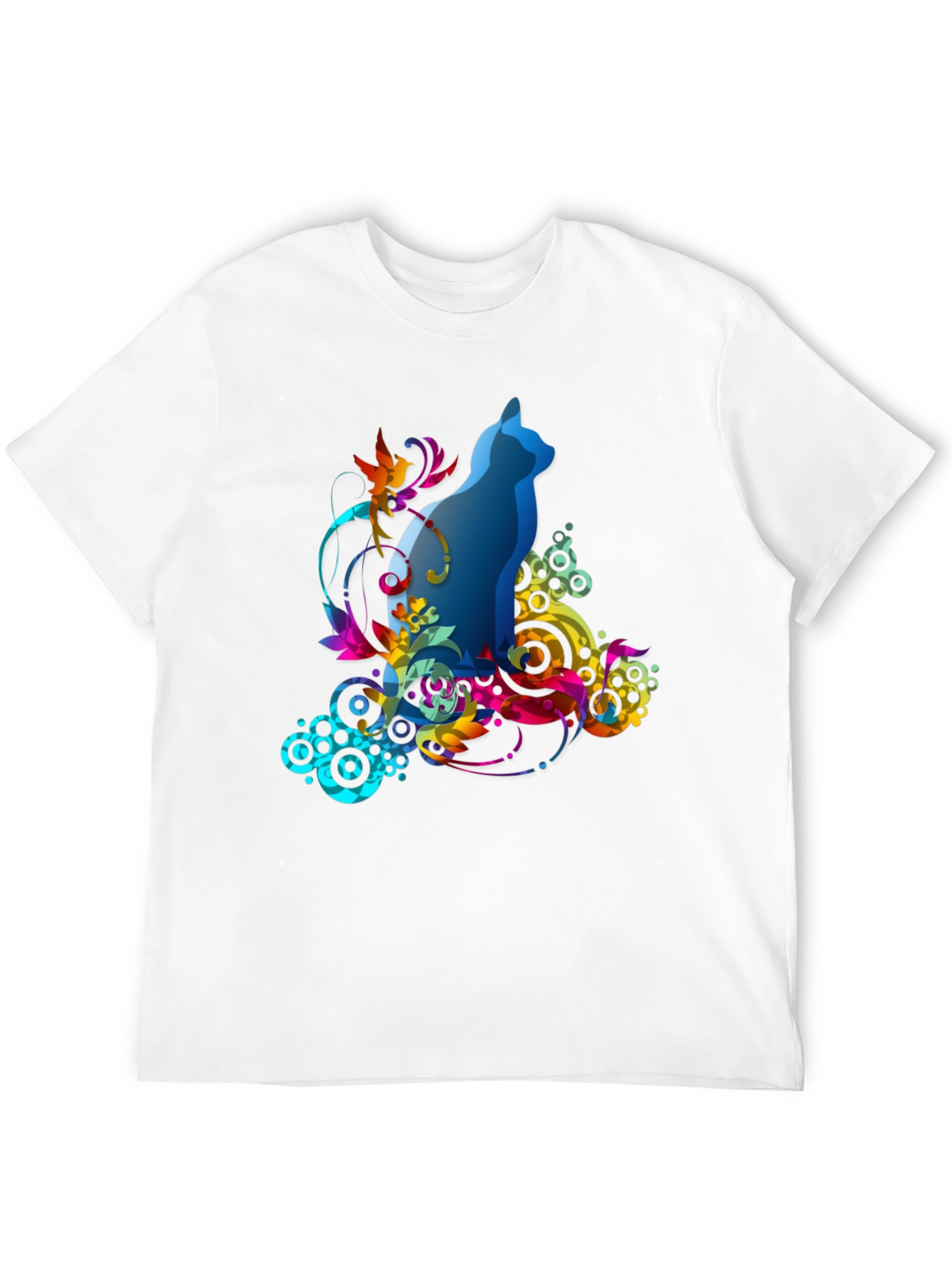 Abstract Cat Graphic Tee - Mens Black T-Shirt