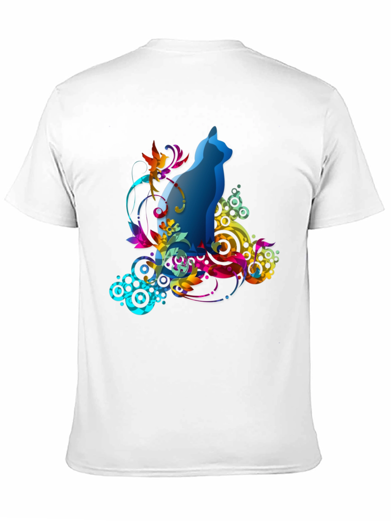 Abstract Cat Graphic Tee - Mens Black T-Shirt
