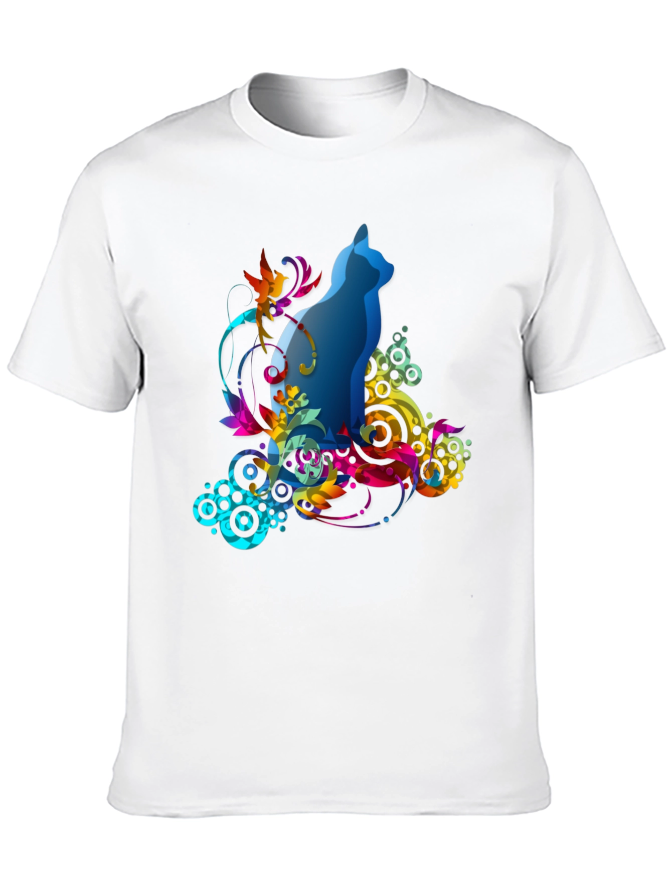 Abstract Cat Graphic Tee - Mens Black T-Shirt