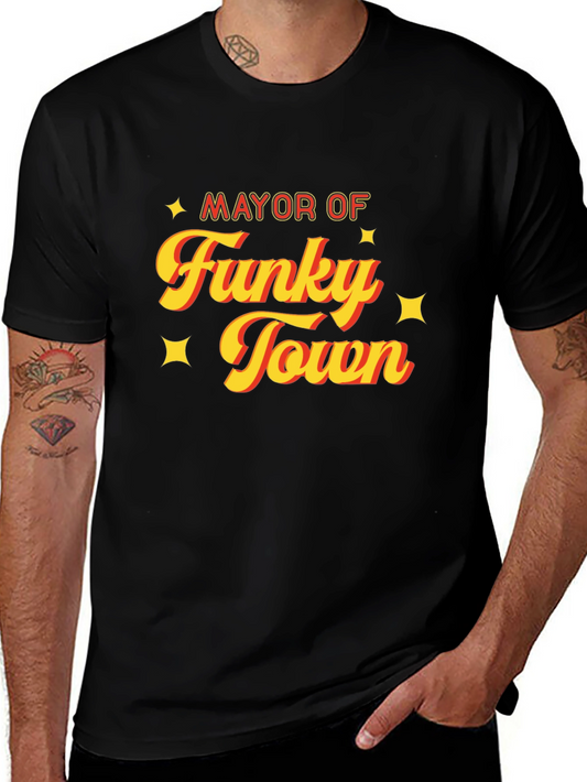 Mayor of Funky Town Graphic Tee - Black Crew Neck
