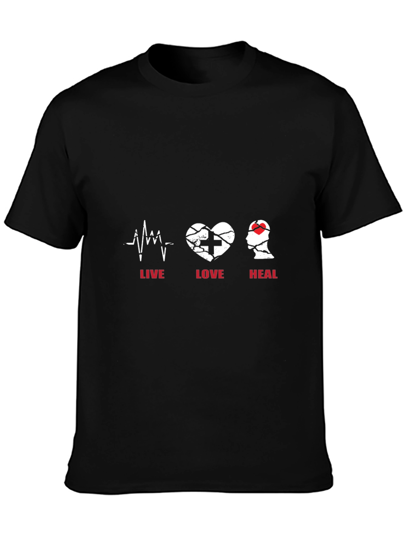 Live Love Heal Graphic Tee - Trendy Black T-Shirt