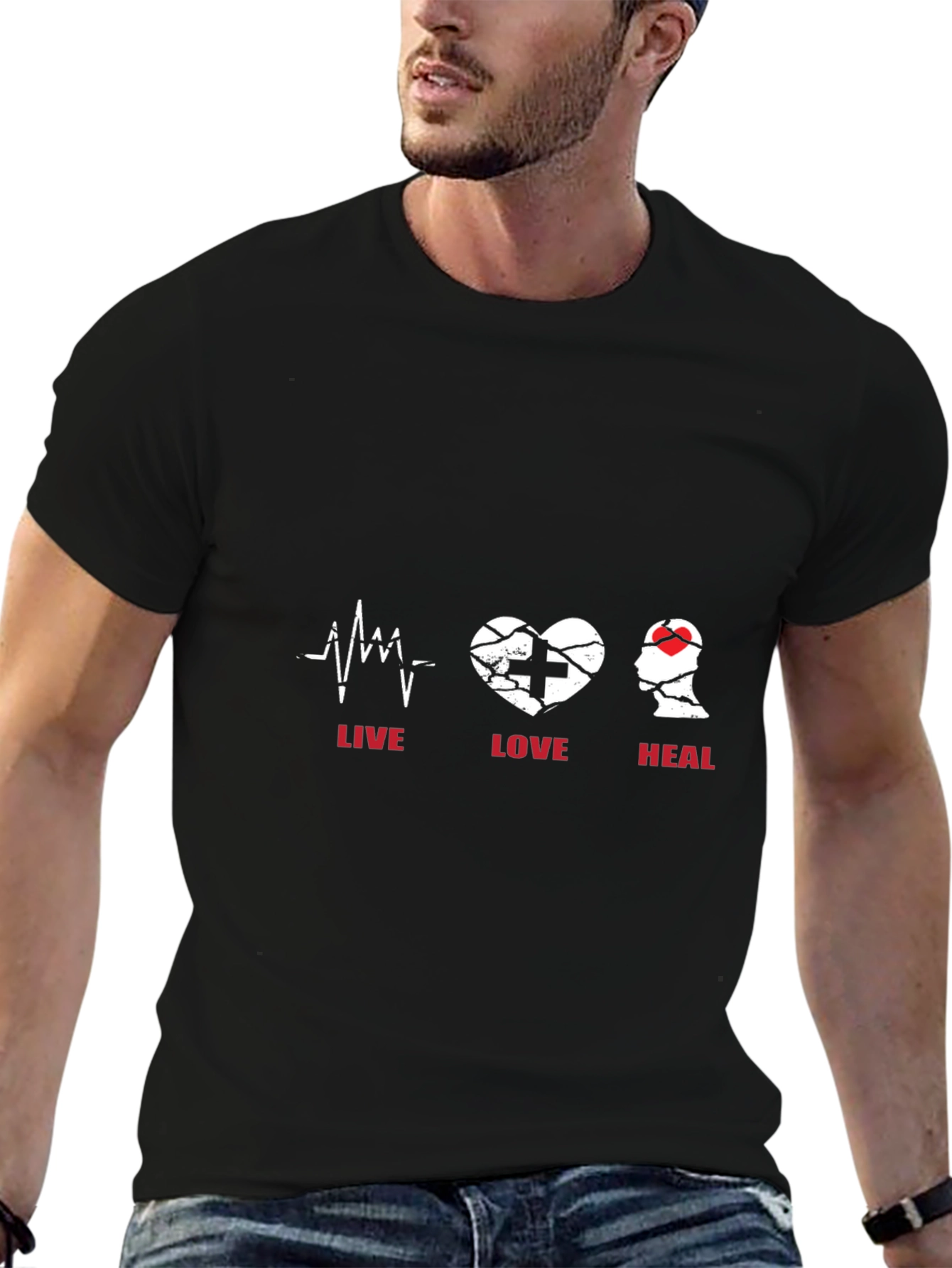 Live Love Heal Graphic Tee - Trendy Black T-Shirt