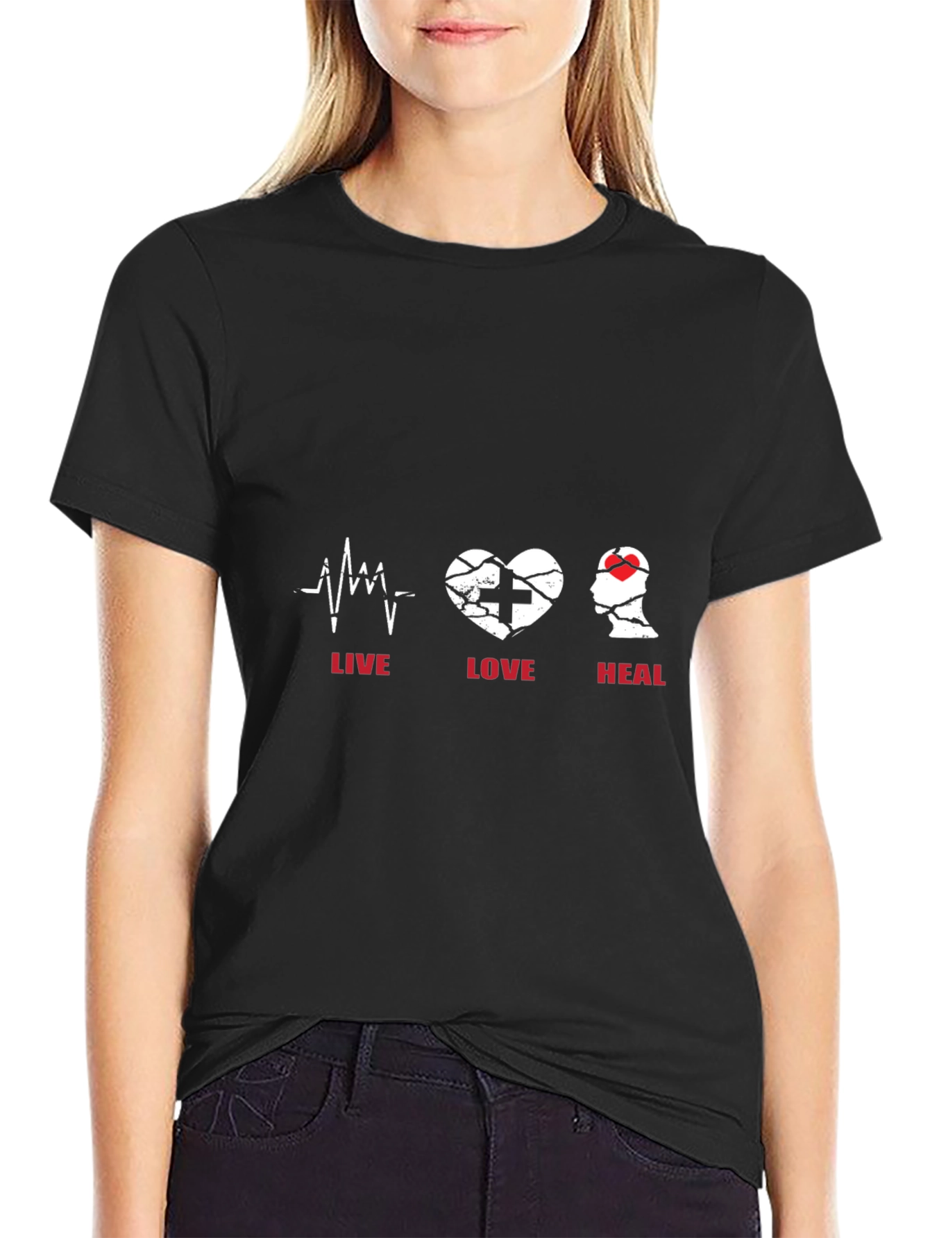 Live Love Heal Graphic Tee - Trendy Black T-Shirt