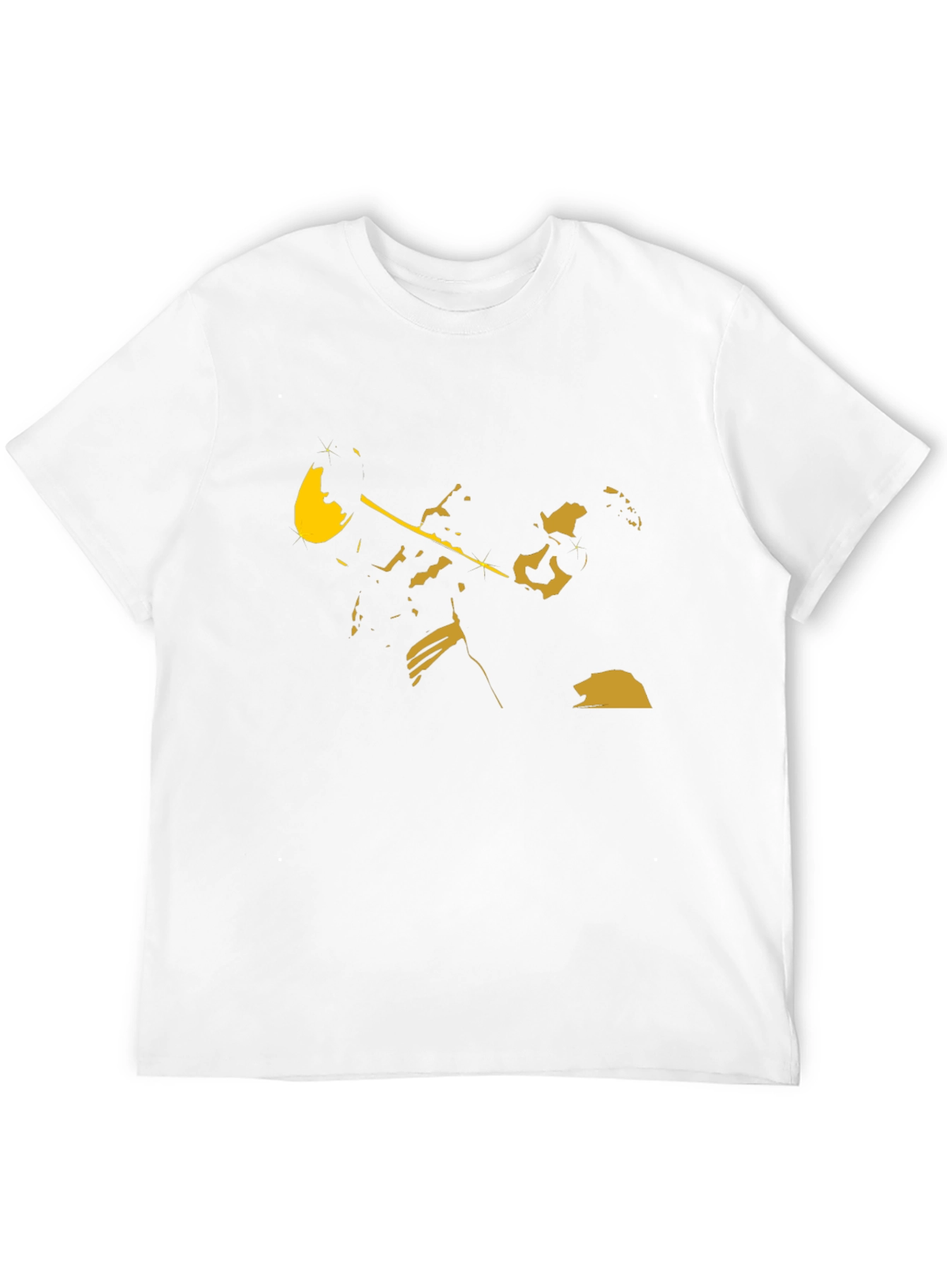 Black T-Shirt with Golden Trumpet Player Design
