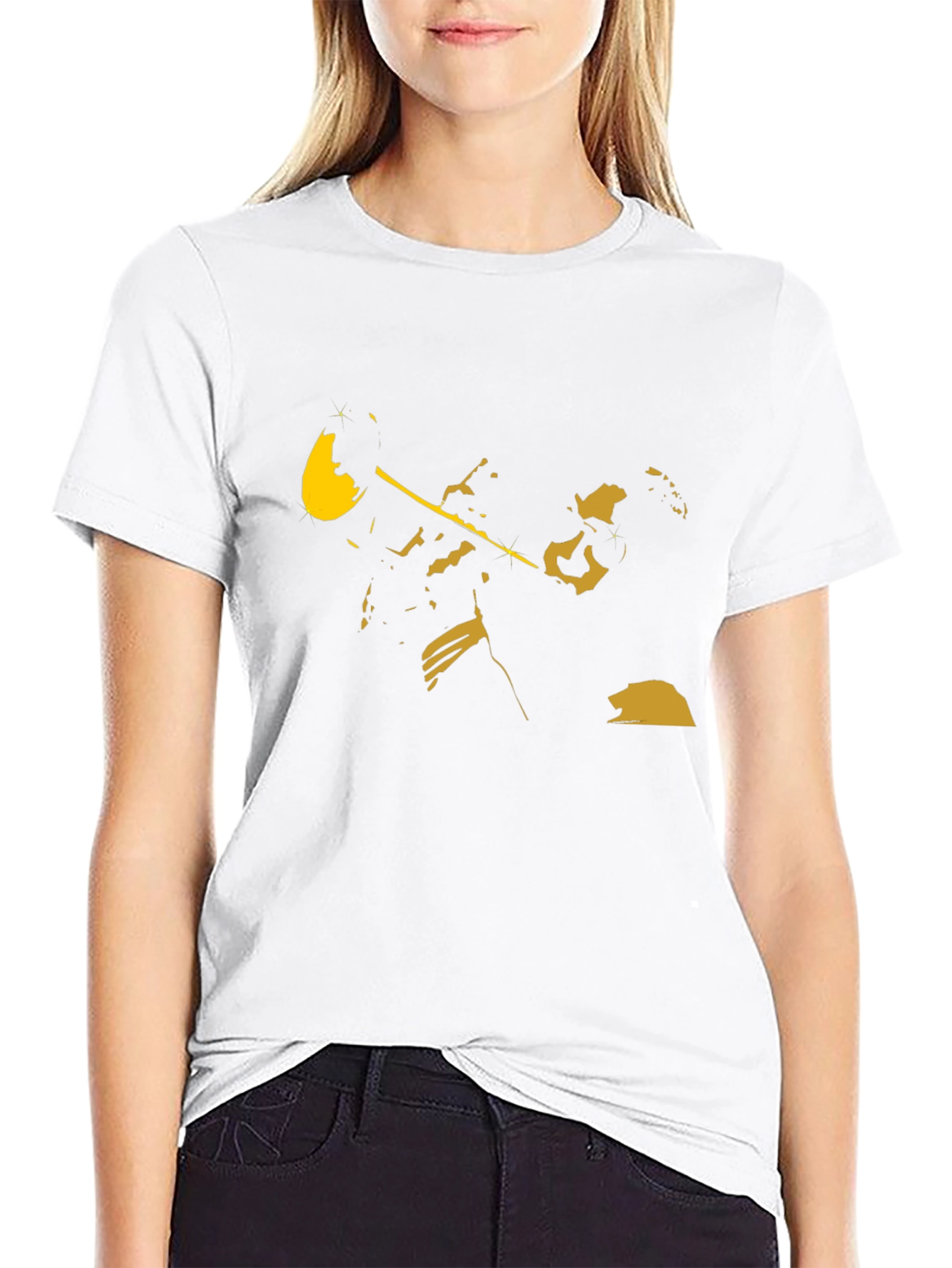 Black T-Shirt with Golden Trumpet Player Design