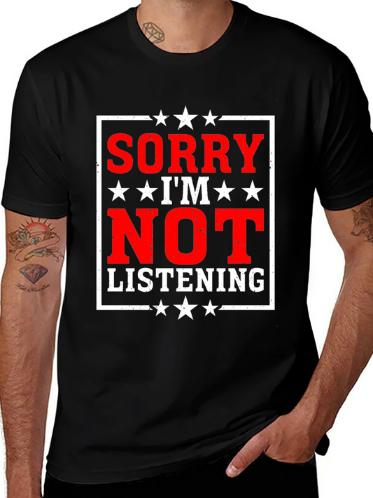 Sorry Im Not Listening Graphic Tee - Black