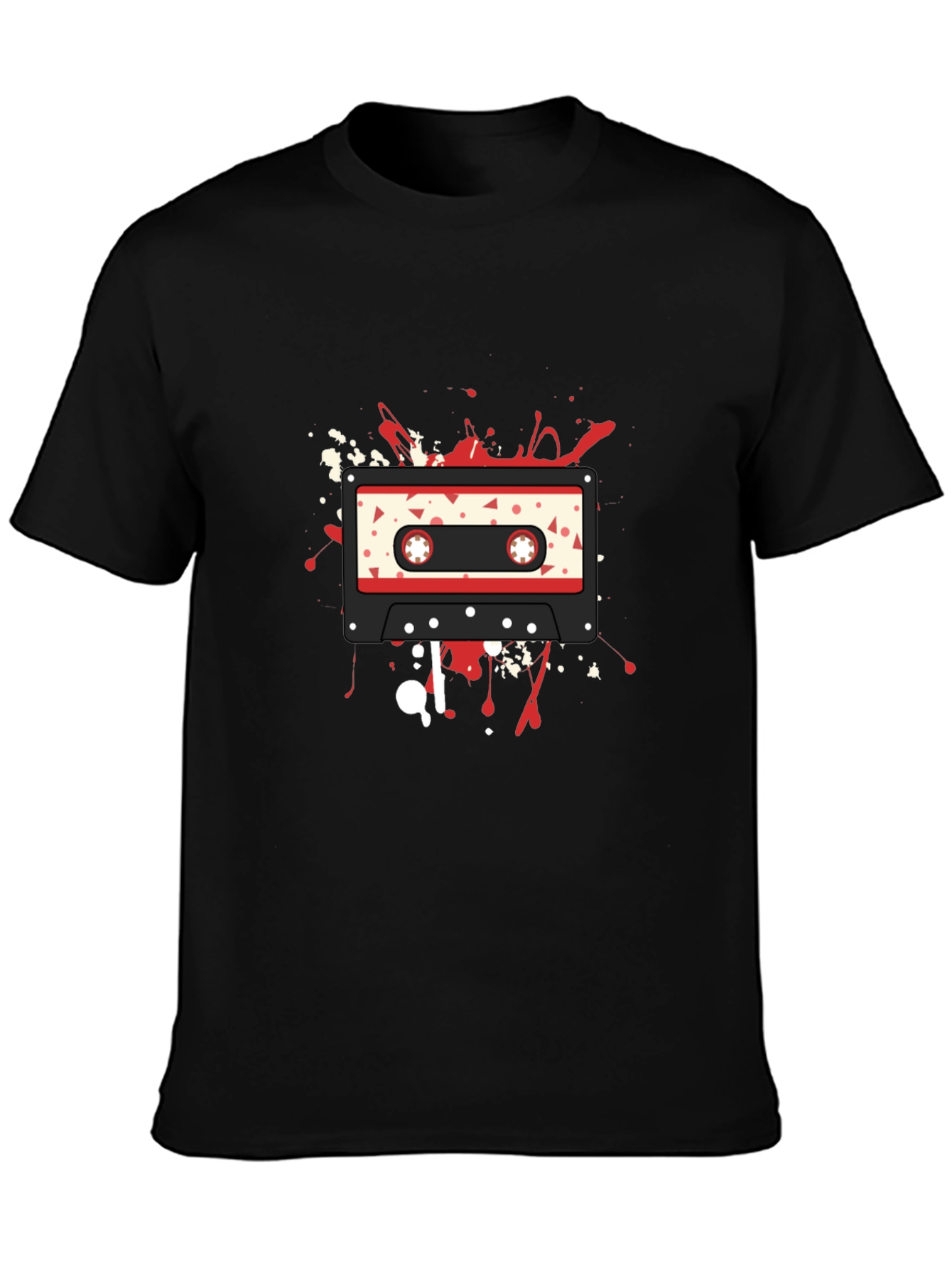 Retro Cassette Graphic T-Shirt - Black