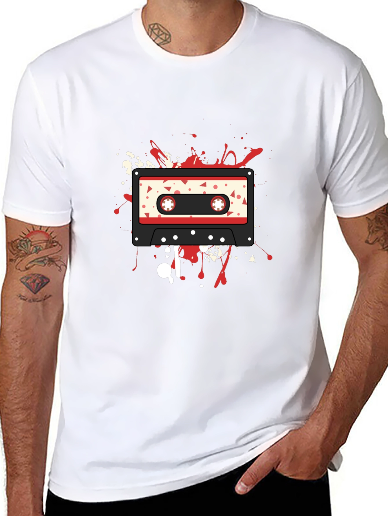 Retro Cassette Graphic T-Shirt - Black