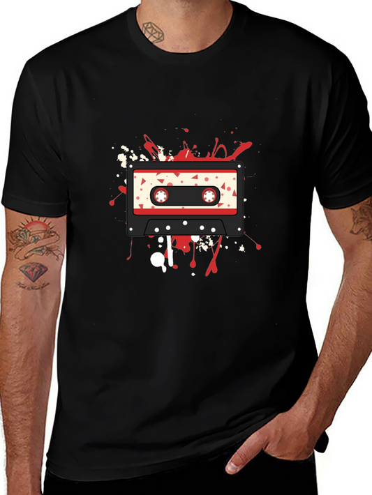 Retro Cassette Graphic T-Shirt - Black