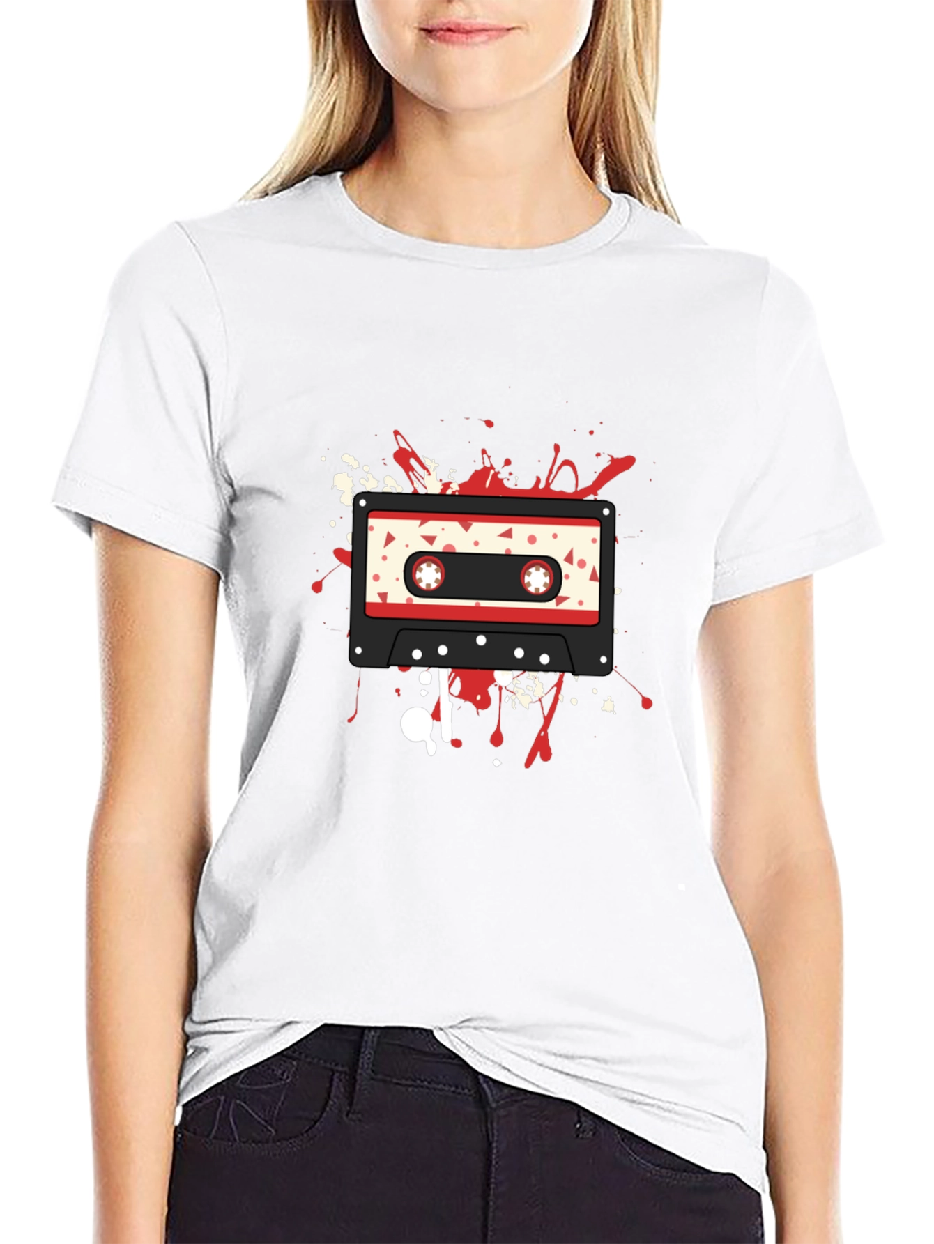 Retro Cassette Graphic T-Shirt - Black