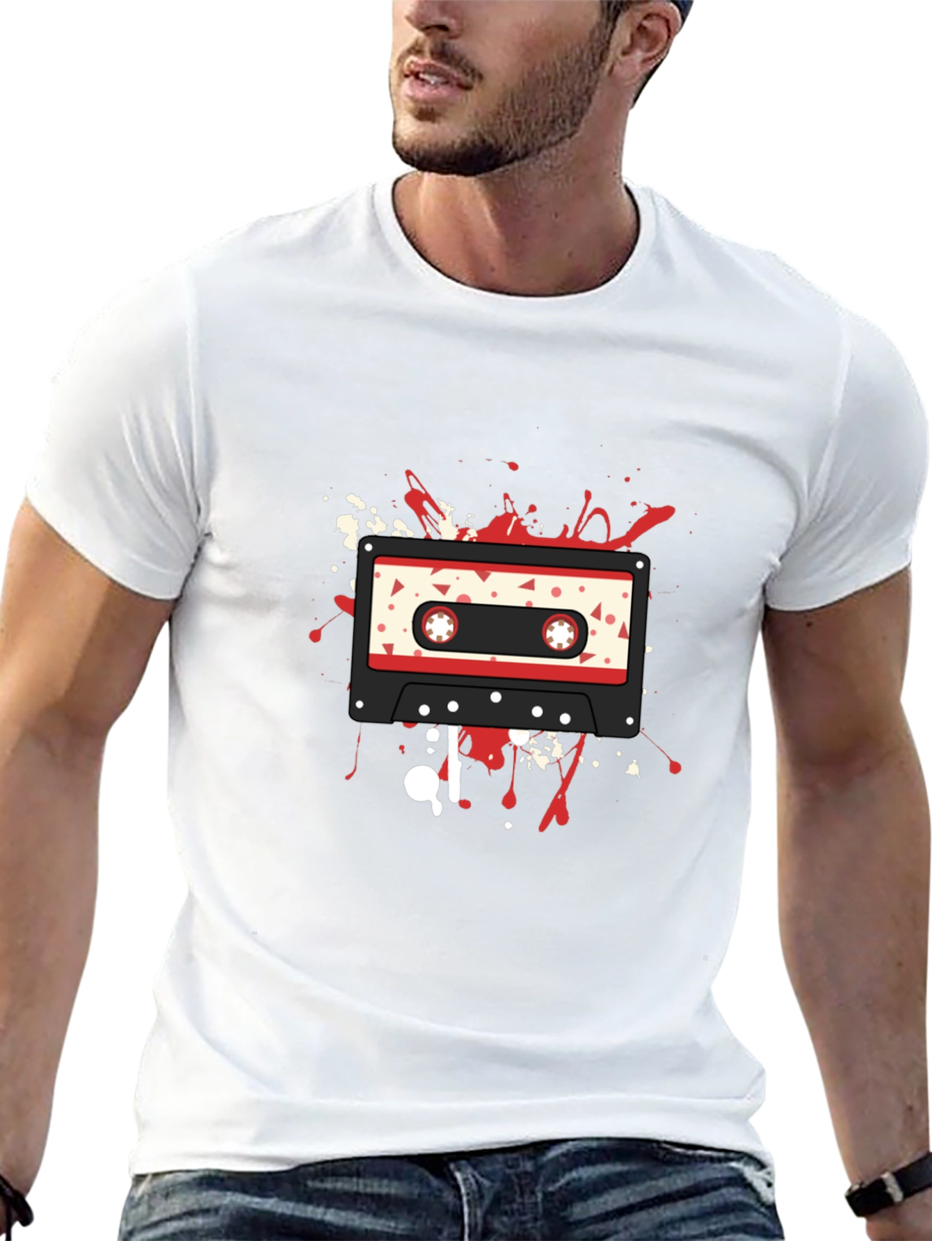 Retro Cassette Graphic T-Shirt - Black