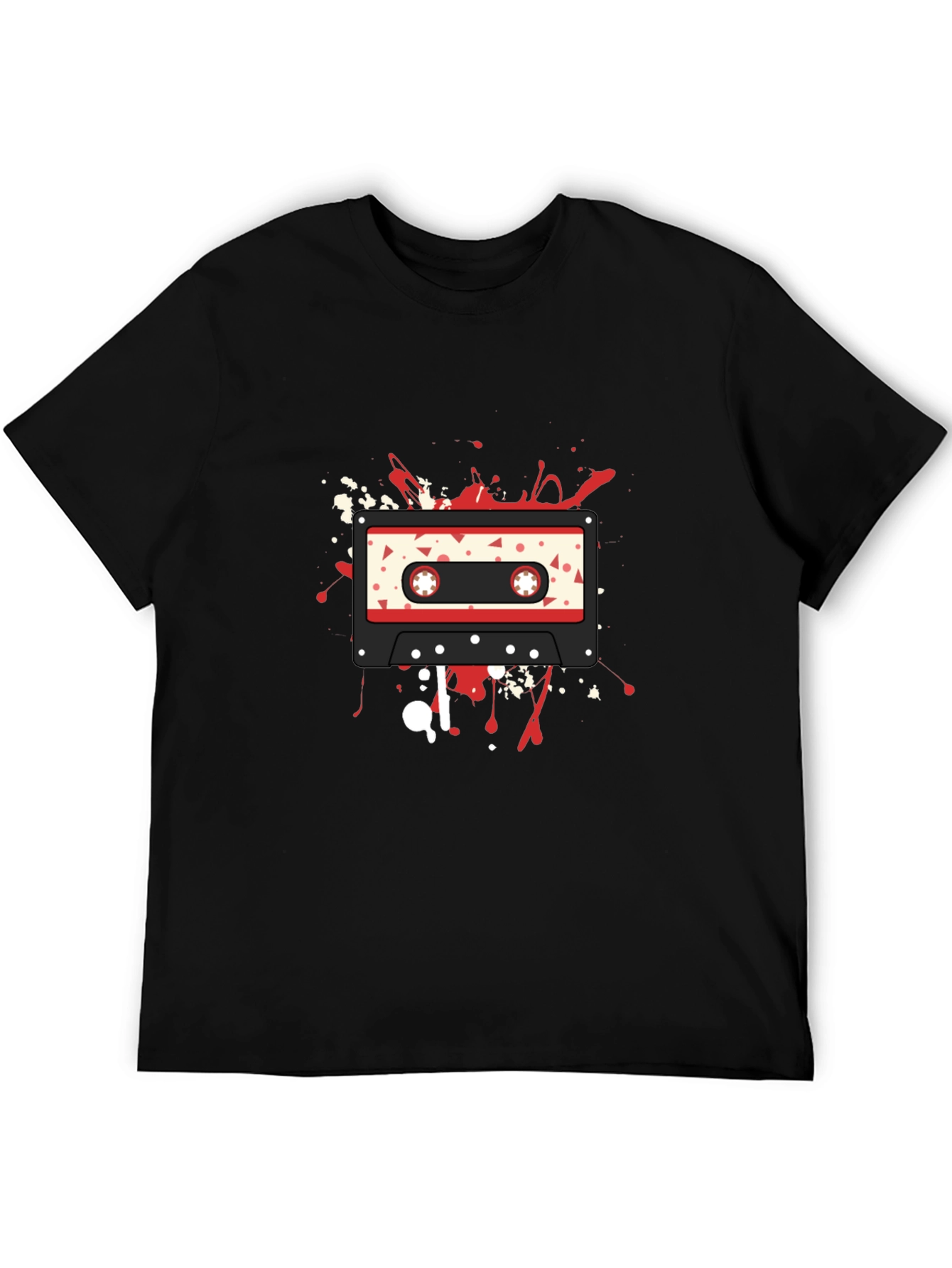 Retro Cassette Graphic T-Shirt - Black