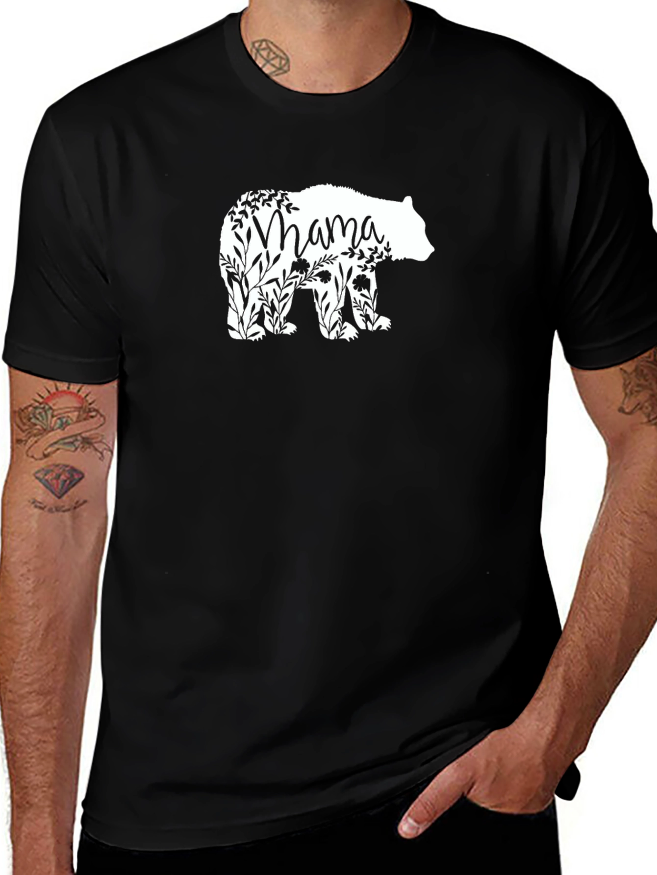 Mama Bear Floral T-Shirt - Black