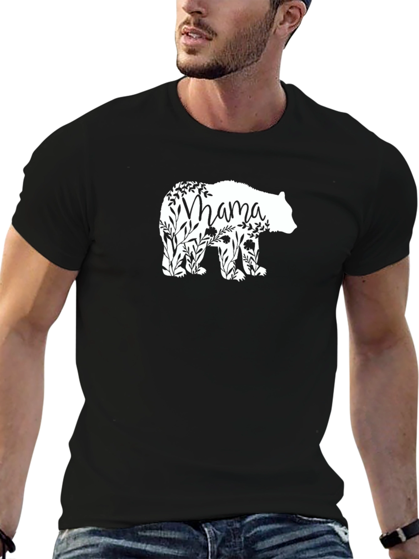 Mama Bear Floral T-Shirt - Black