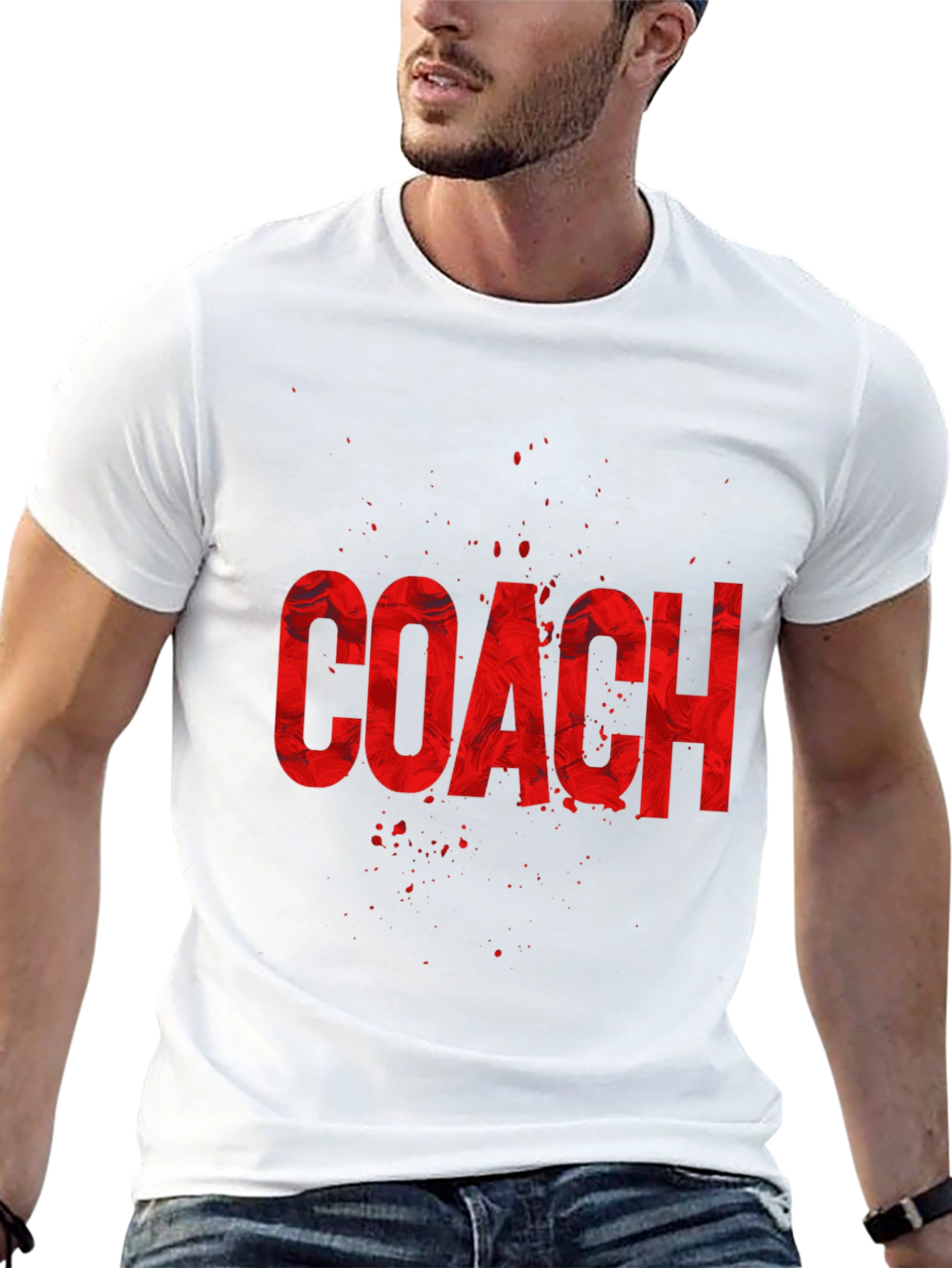 Coach Graphic T-Shirt - Red Text on Black Tee