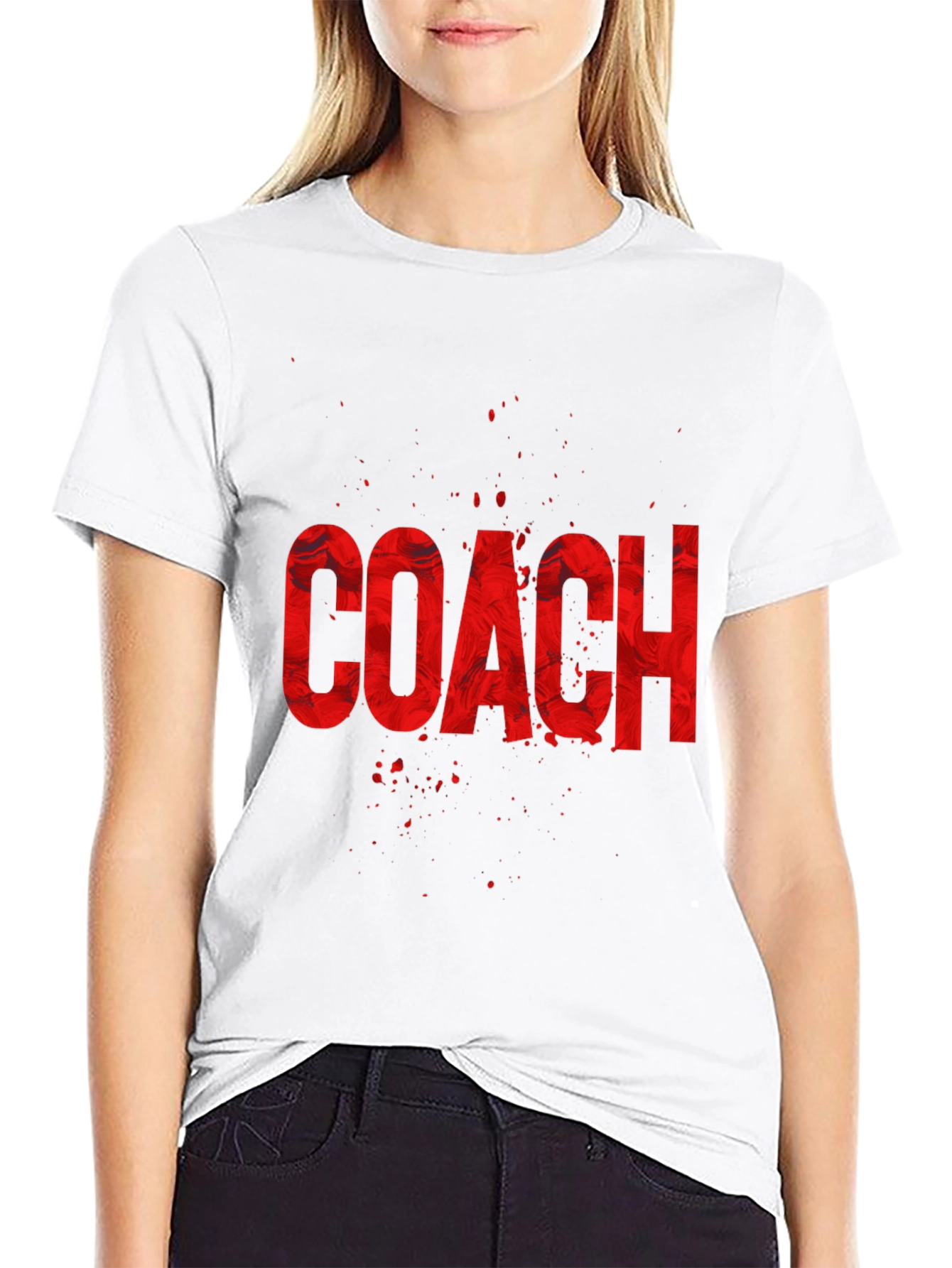 Coach Graphic T-Shirt - Red Text on Black Tee