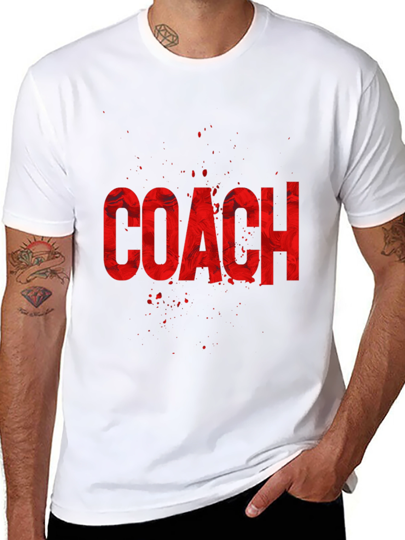 Coach Graphic T-Shirt - Red Text on Black Tee