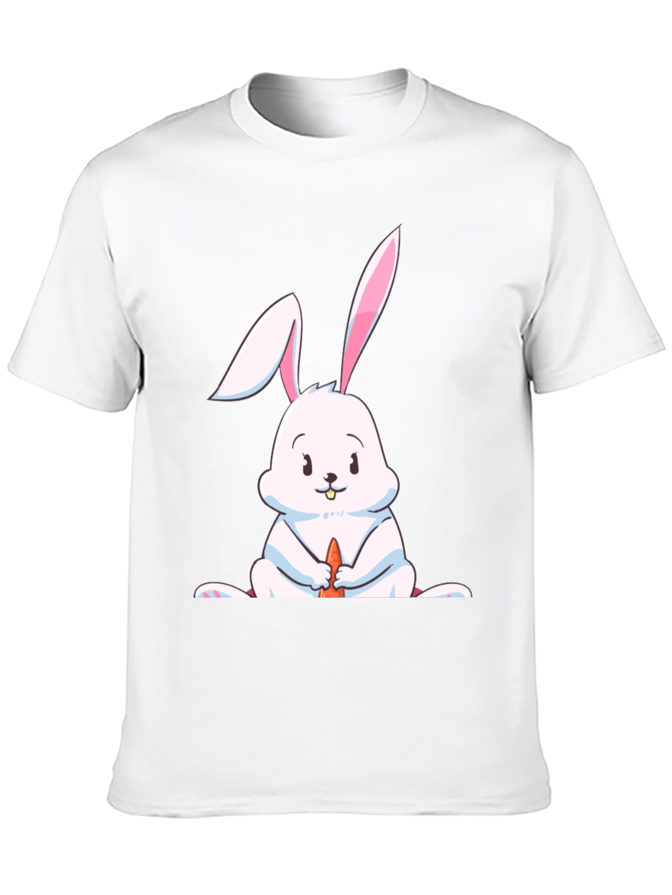 Cute Rabbit Graphic Tee - Black Cotton Blend
