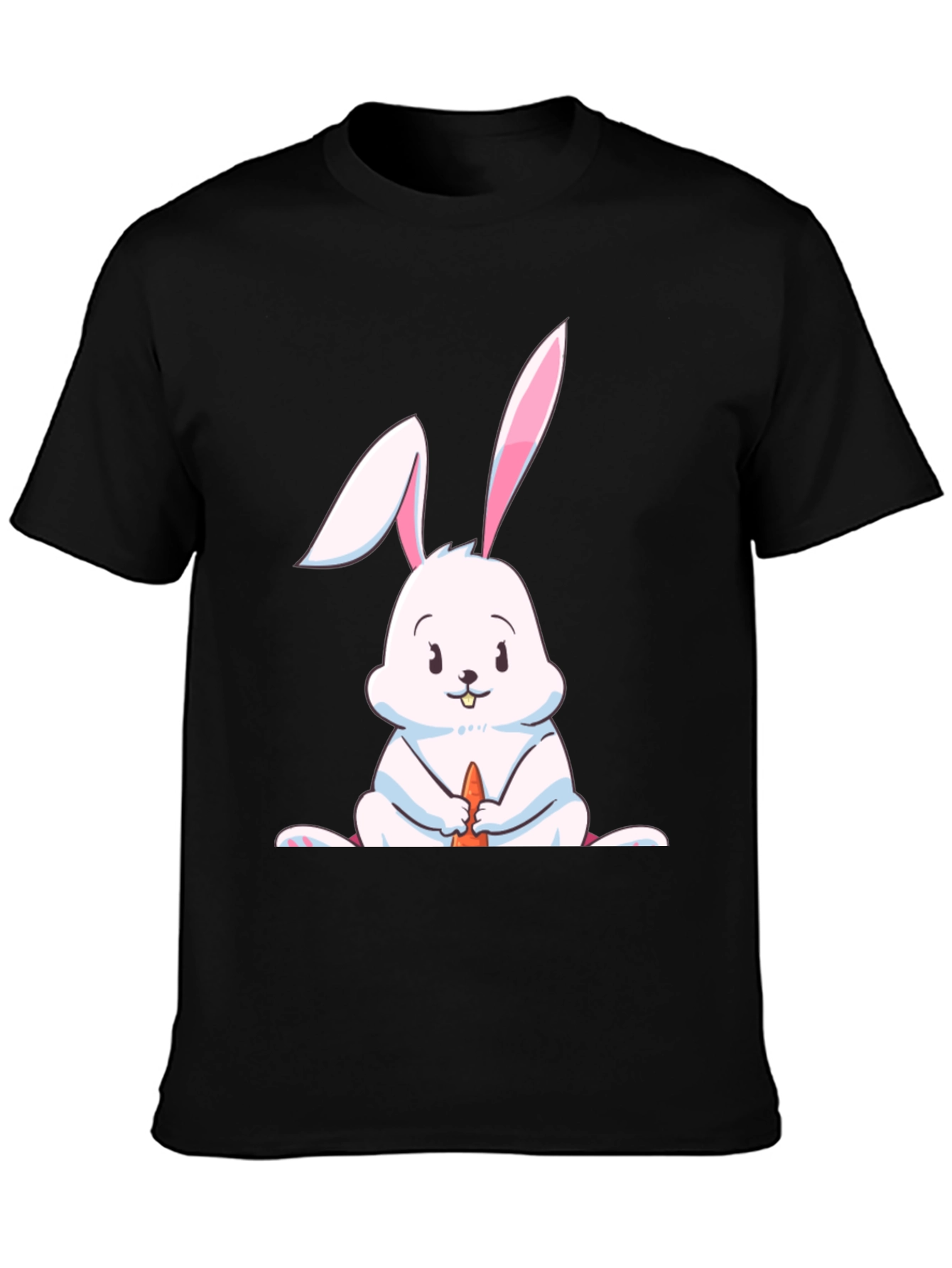 Cute Rabbit Graphic Tee - Black Cotton Blend