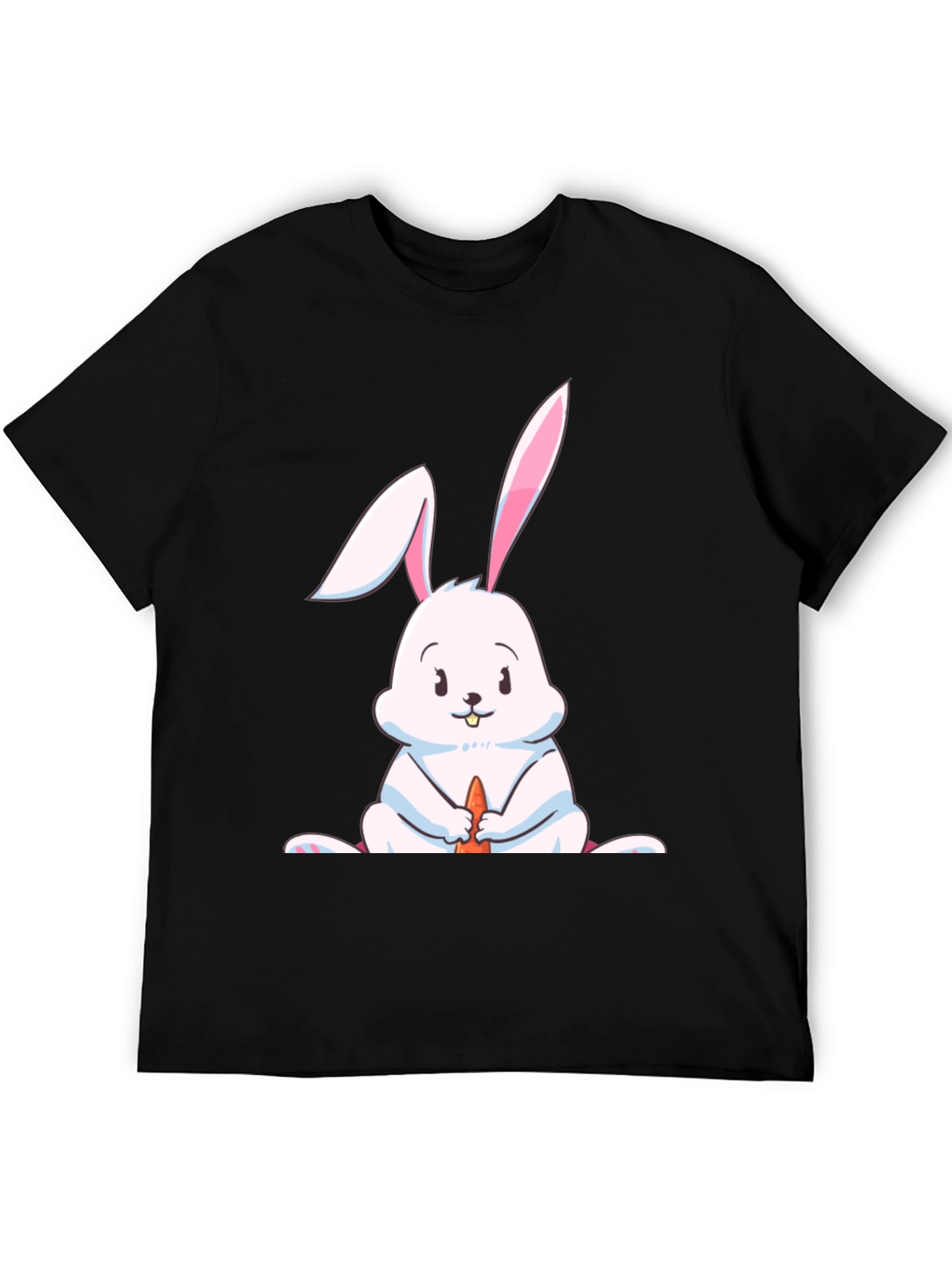 Cute Rabbit Graphic Tee - Black Cotton Blend