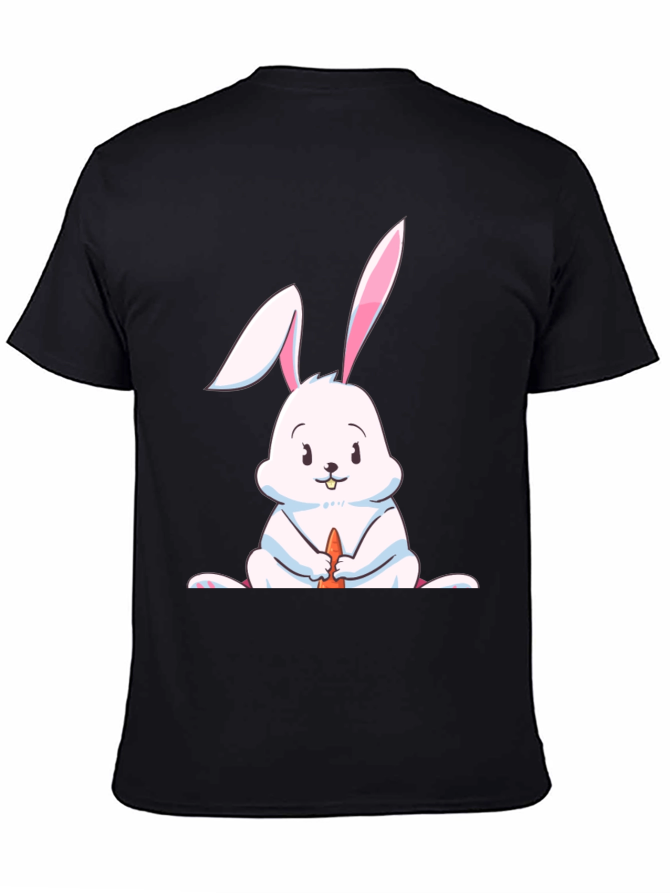 Cute Rabbit Graphic Tee - Black Cotton Blend