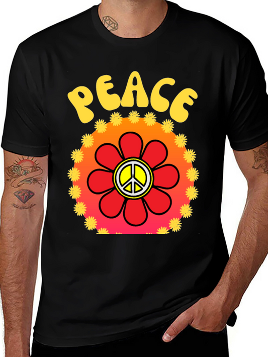 Peace Sign Flower Graphic T-Shirt
