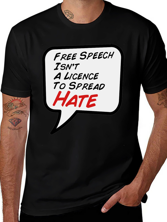 Free Speech T-Shirt - Anti-Hate Black Tee