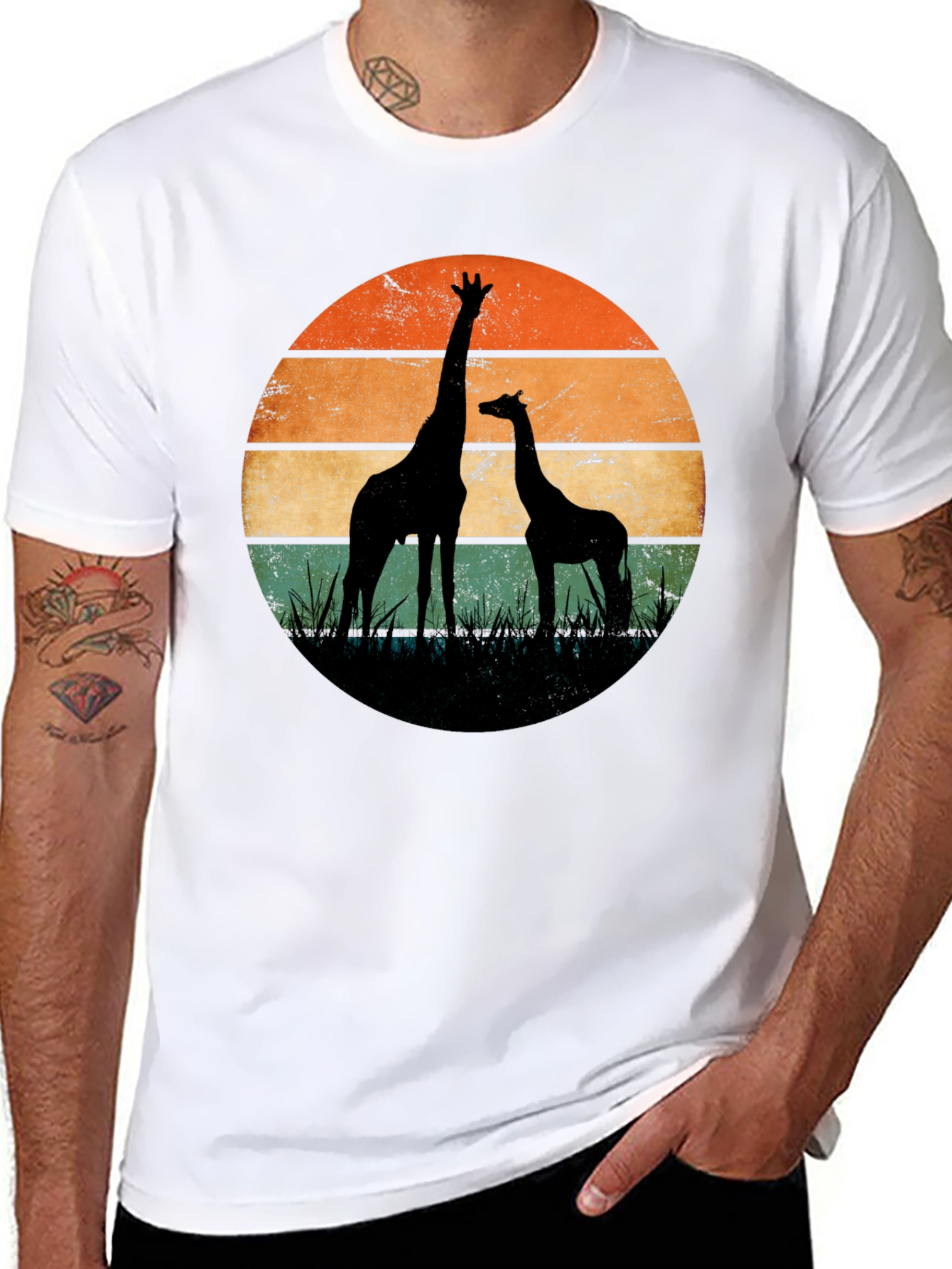 Giraffe Sunset Graphic Tee