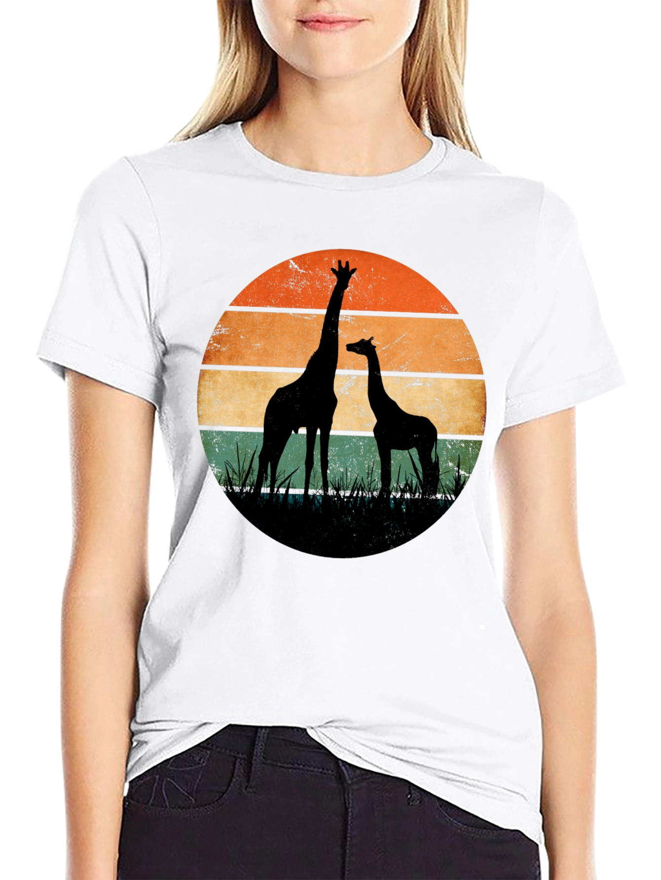 Giraffe Sunset Graphic Tee