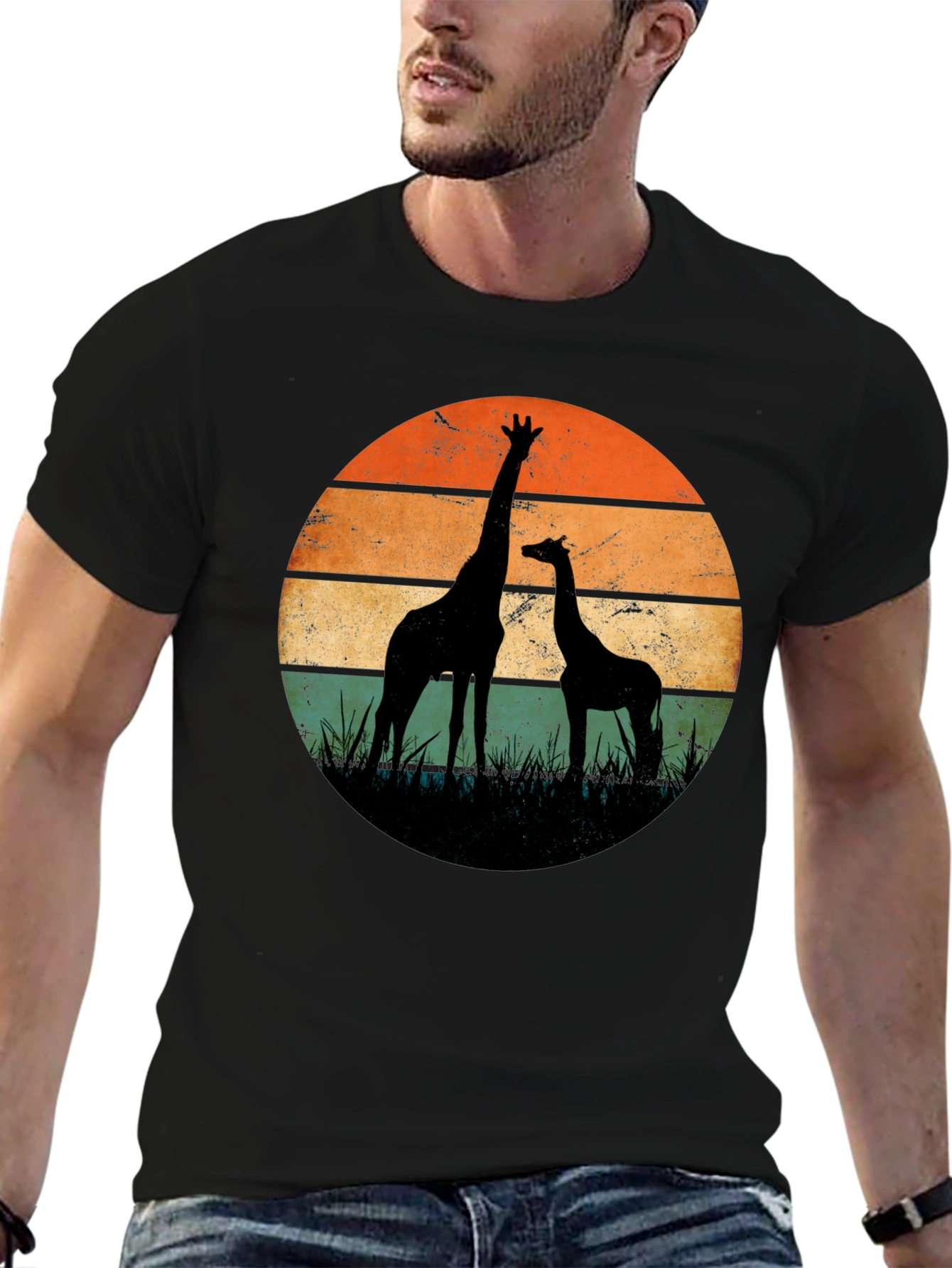 Giraffe Sunset Graphic Tee