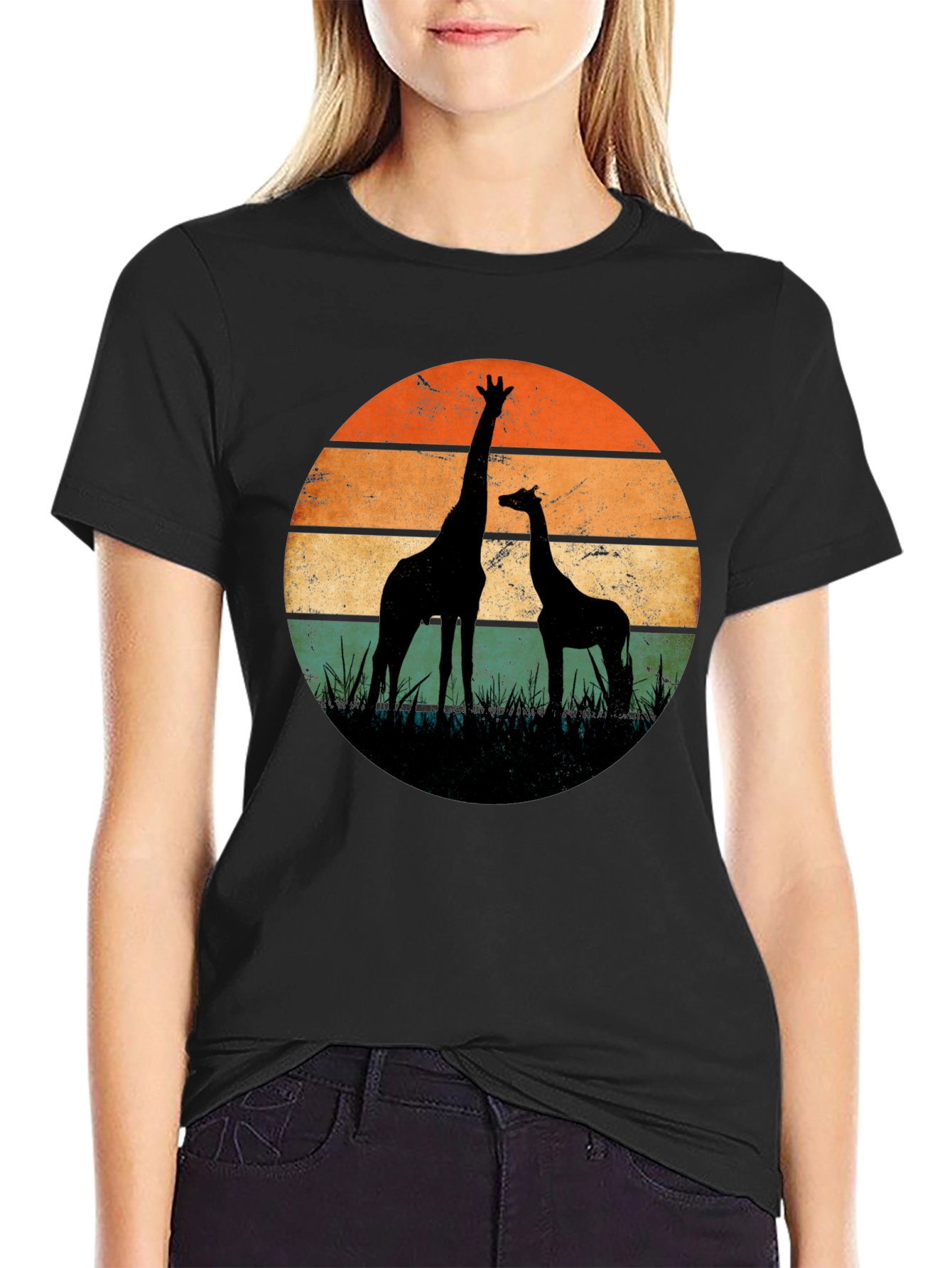 Giraffe Sunset Graphic Tee