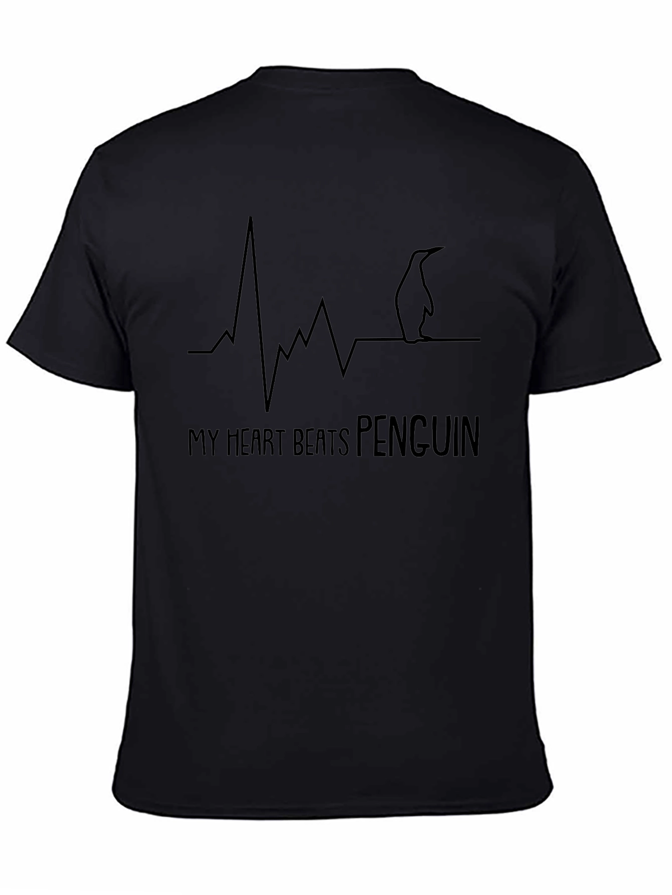 Penguin Heartbeat Black Graphic Tee