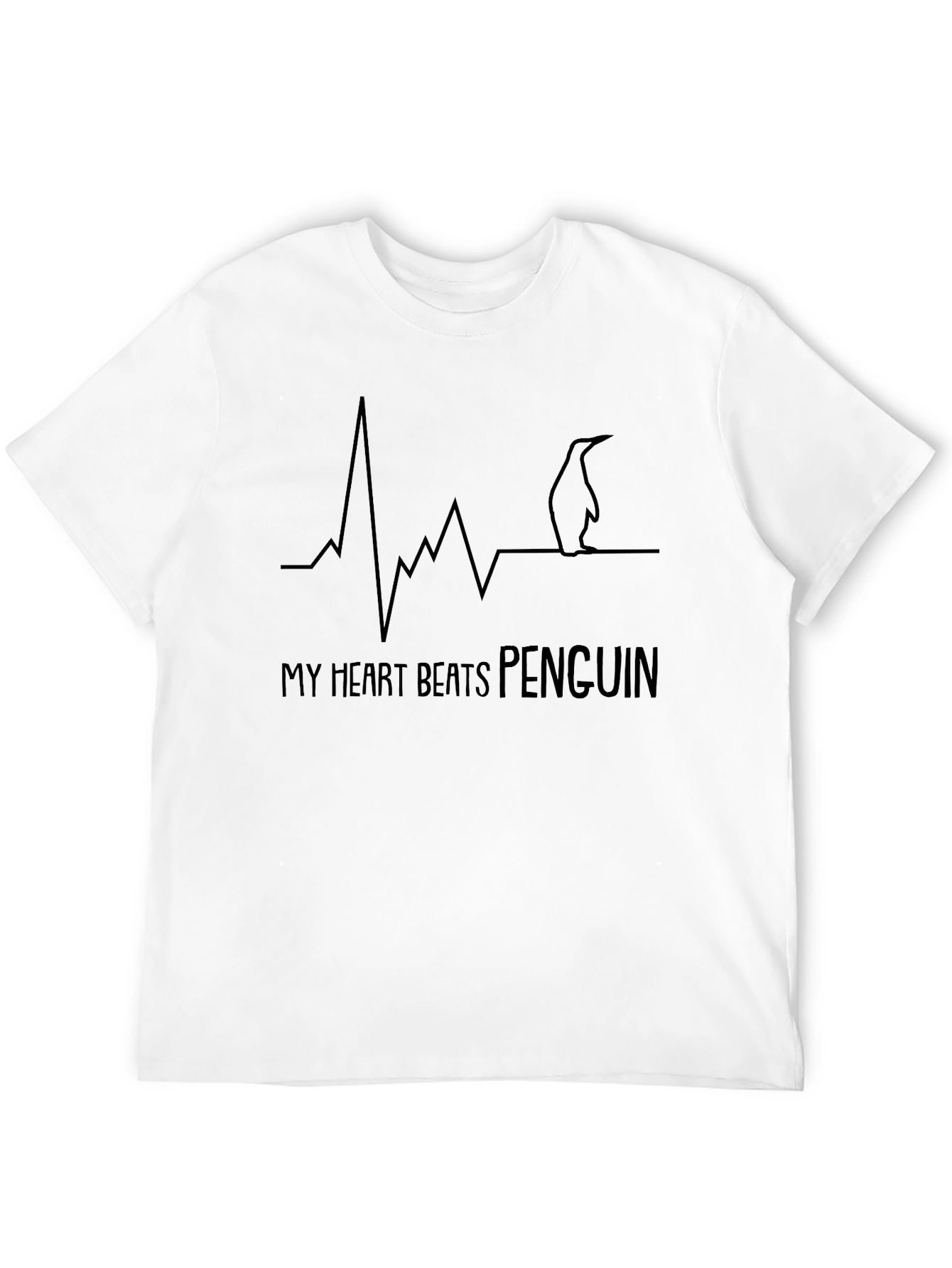 Penguin Heartbeat Black Graphic Tee