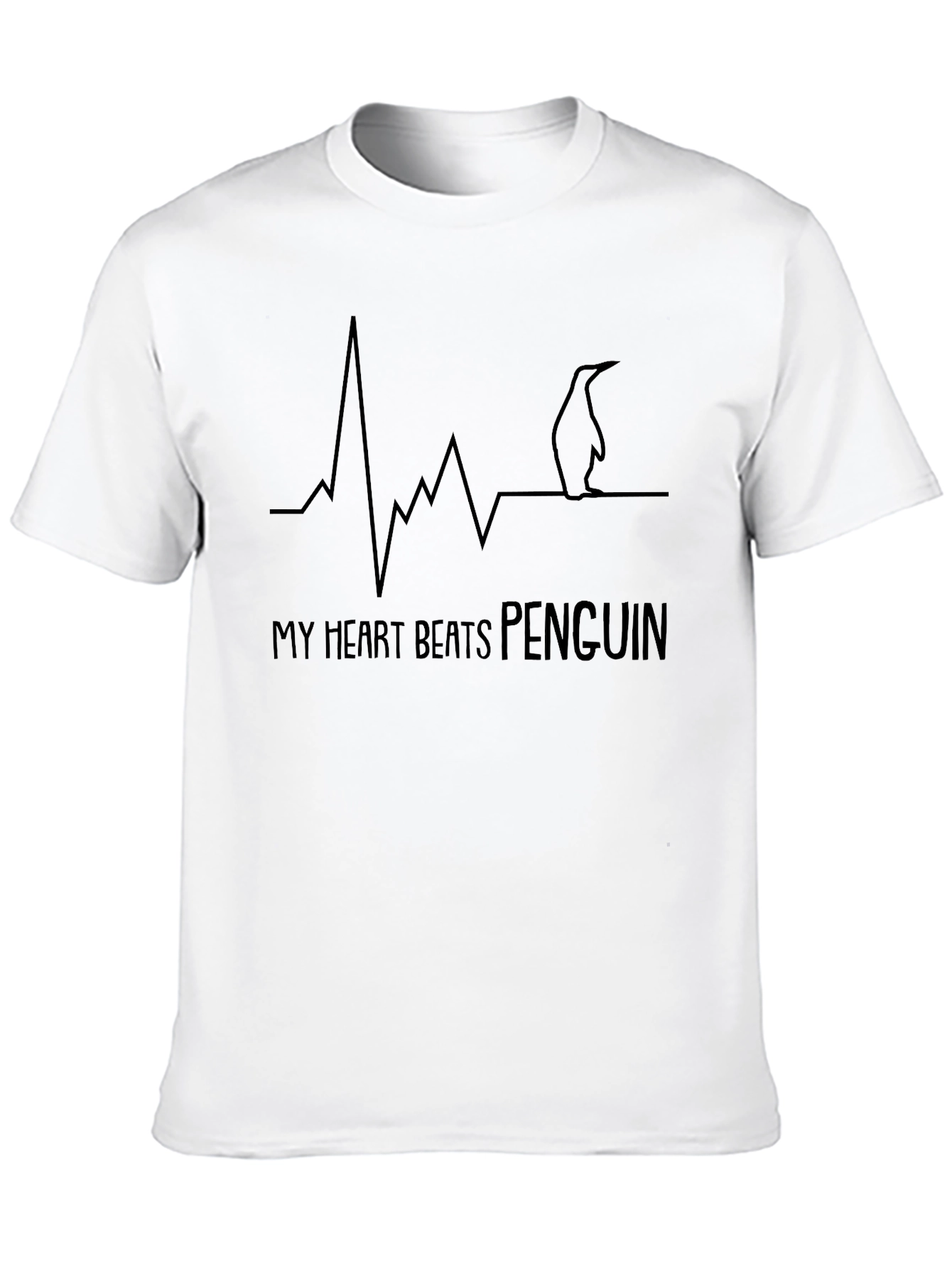 Penguin Heartbeat Black Graphic Tee