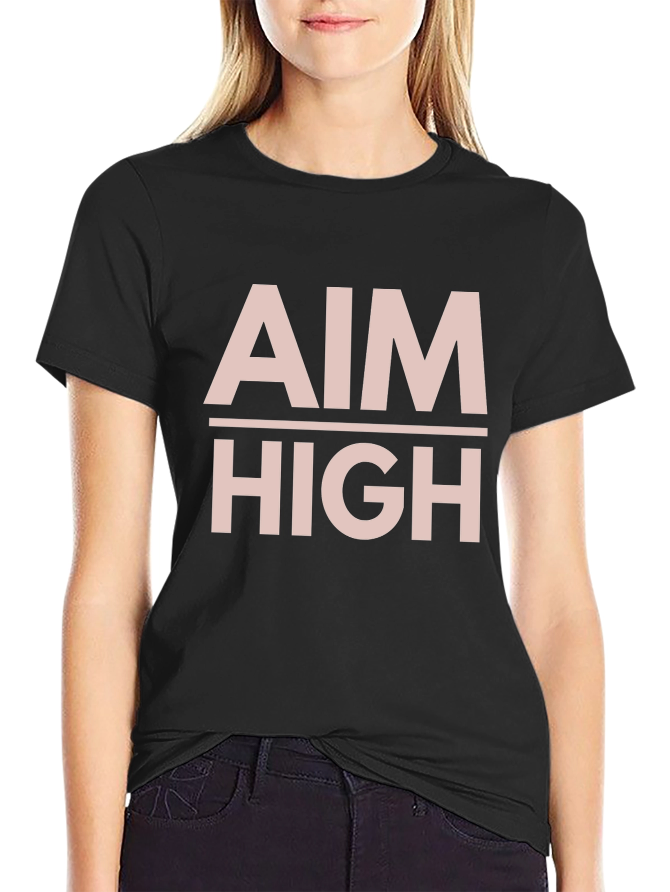 Aim High Graphic Tee - Motivational Black T-Shirt
