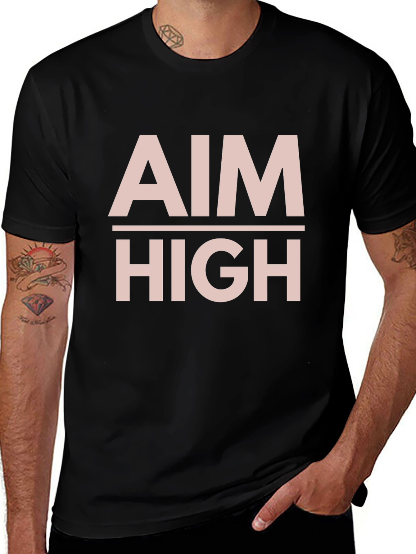 Aim High Graphic Tee - Motivational Black T-Shirt