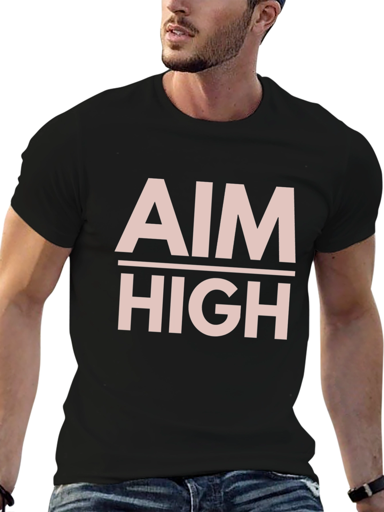 Aim High Graphic Tee - Motivational Black T-Shirt