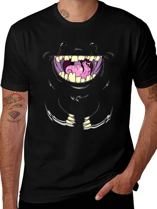 Monster Face Graphic Tee - Unique Cartoon Design