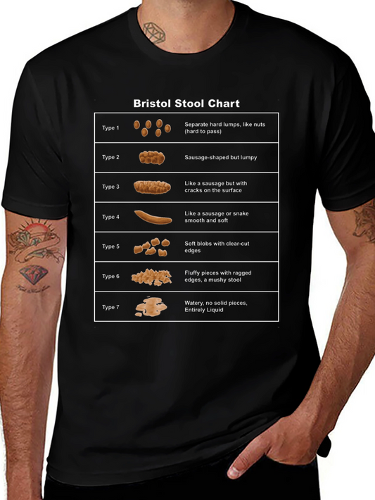 Bristol Stool Chart Graphic T-Shirt - Funny Health Tee