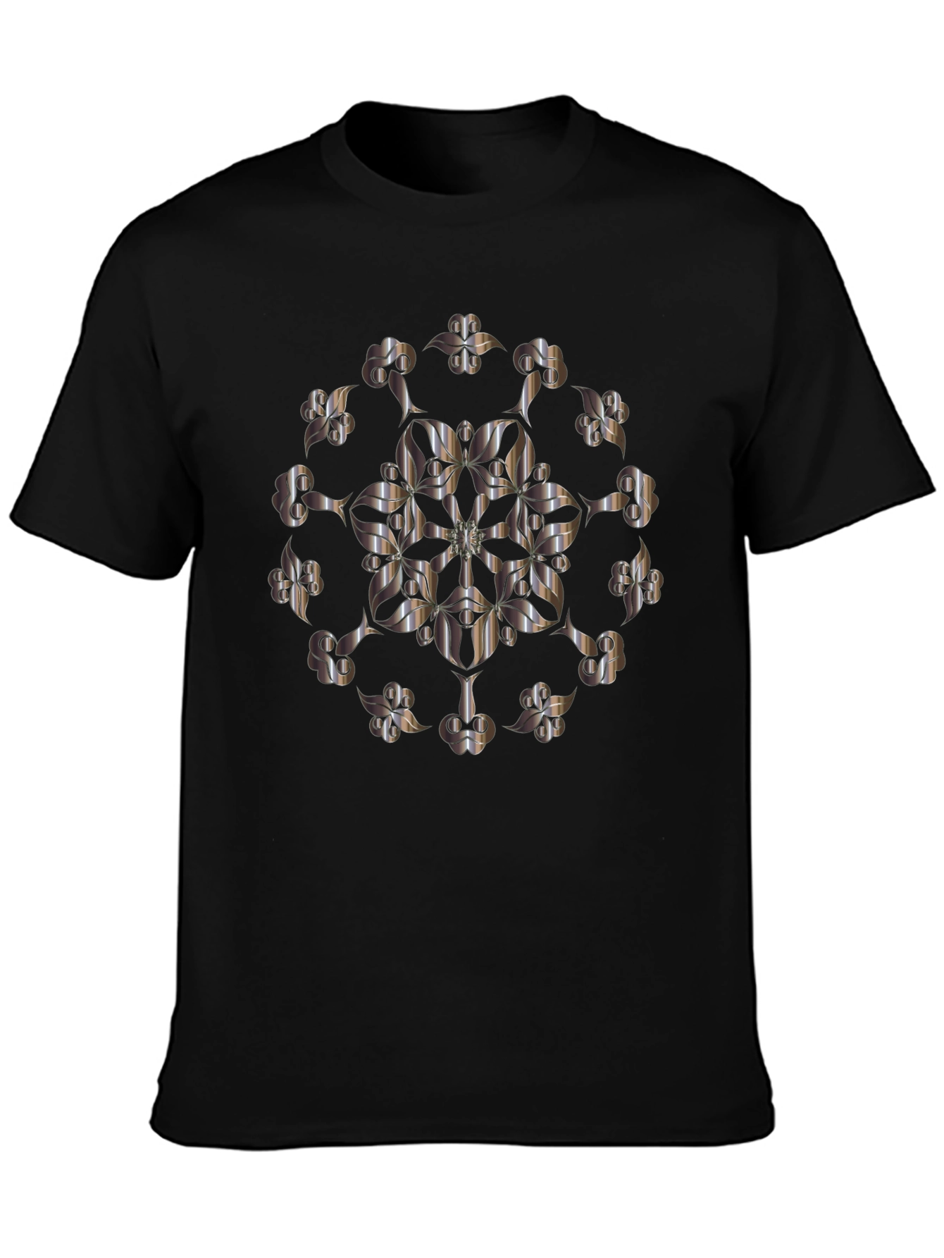 Abstract Floral Graphic Tee - Sleek Black T-Shirt