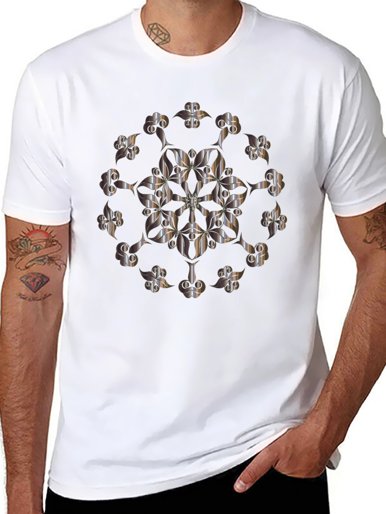 Abstract Floral Graphic Tee - Sleek Black T-Shirt