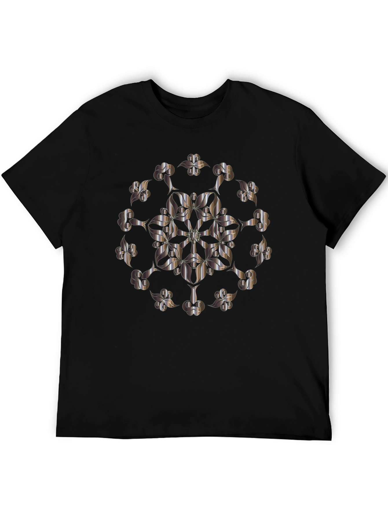 Abstract Floral Graphic Tee - Sleek Black T-Shirt