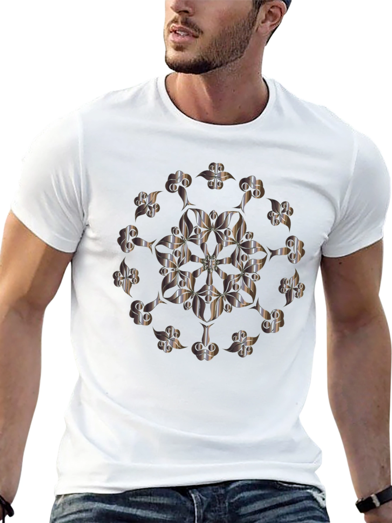 Abstract Floral Graphic Tee - Sleek Black T-Shirt