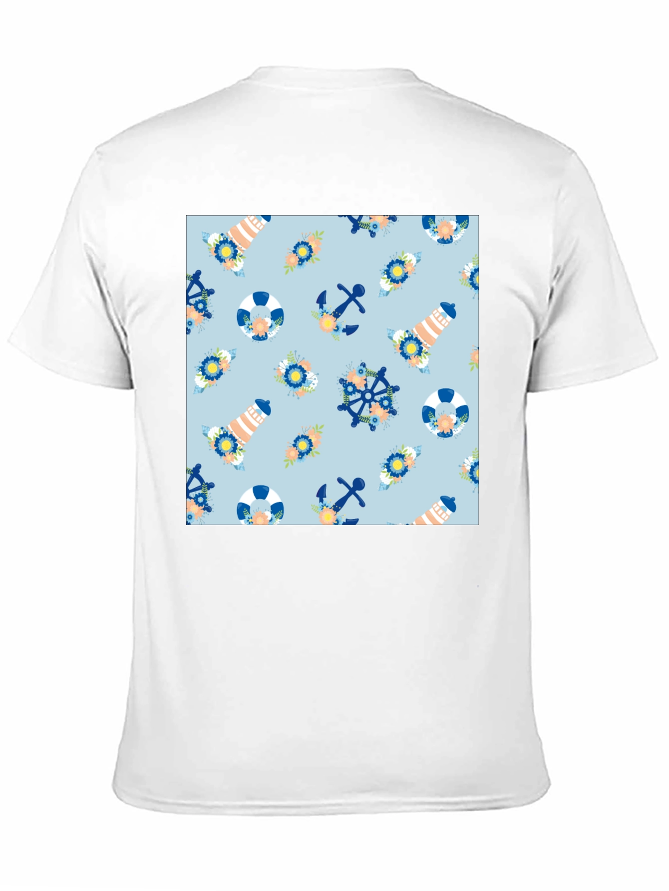 Nautical Pattern Black T-Shirt