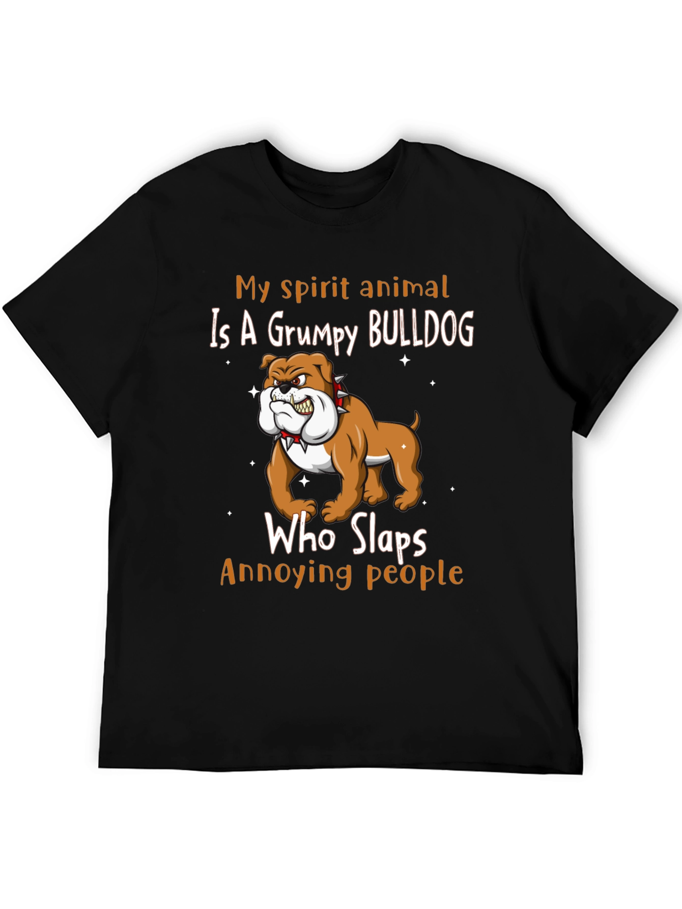 Grumpy Bulldog Spirit Animal Graphic T-Shirt