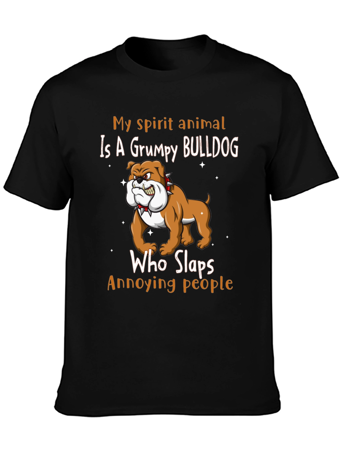 Grumpy Bulldog Spirit Animal Graphic T-Shirt