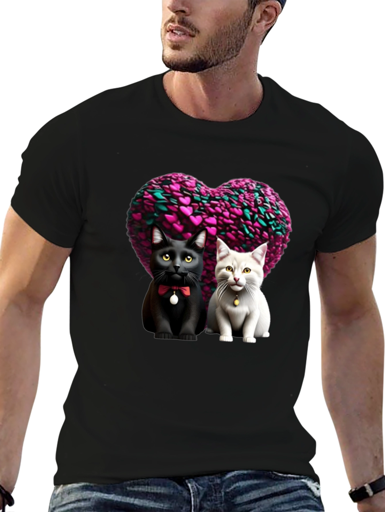 Cute Cats Heart Tee - Valentines Day Apparel