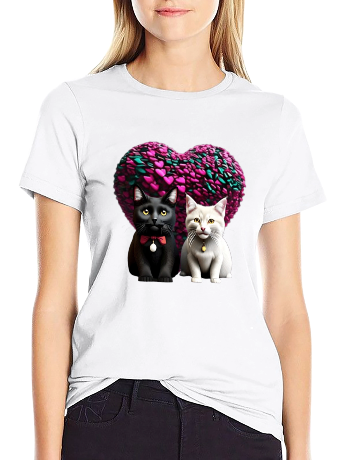 Cute Cats Heart Tee - Valentines Day Apparel