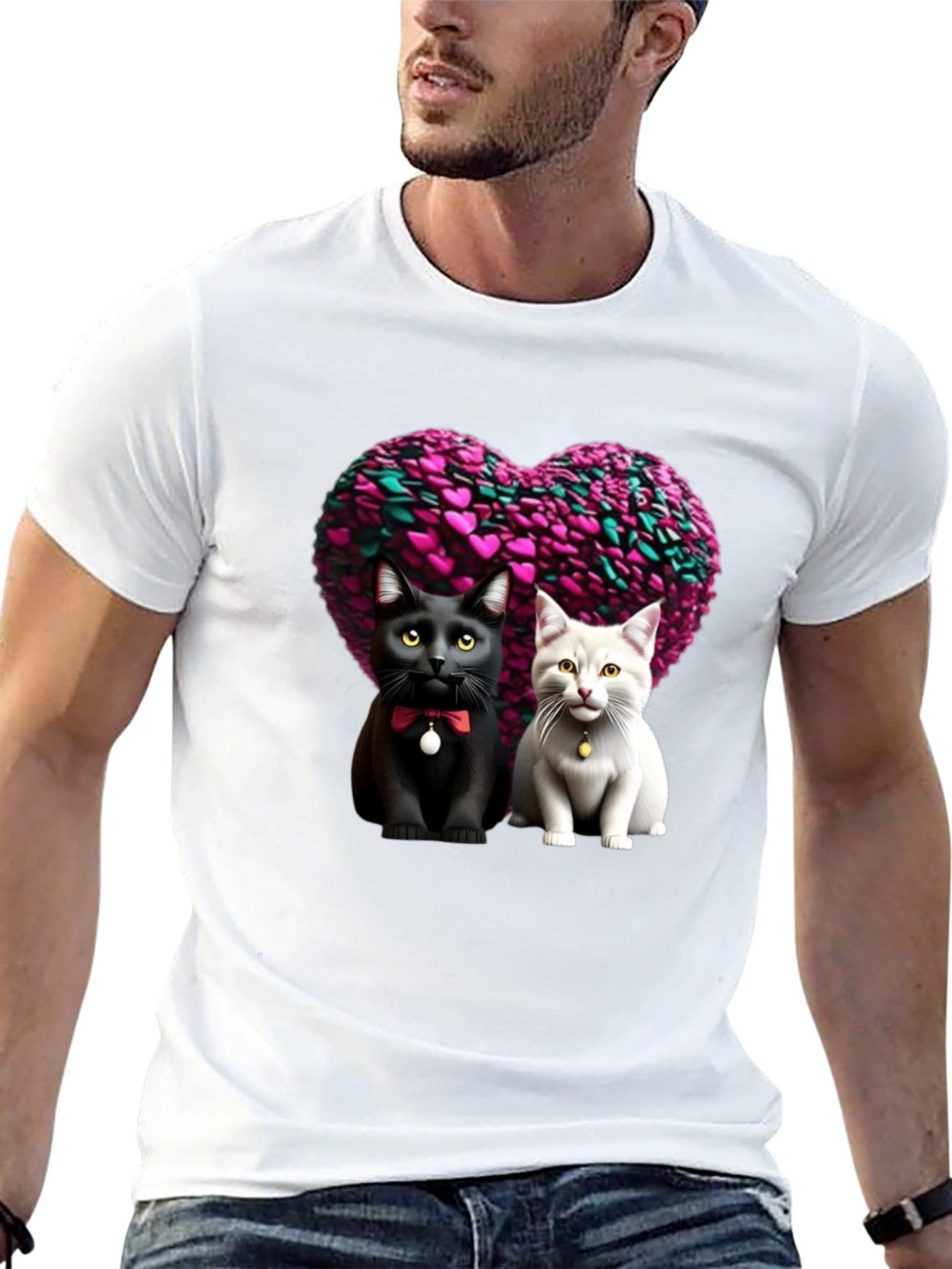 Cute Cats Heart Tee - Valentines Day Apparel