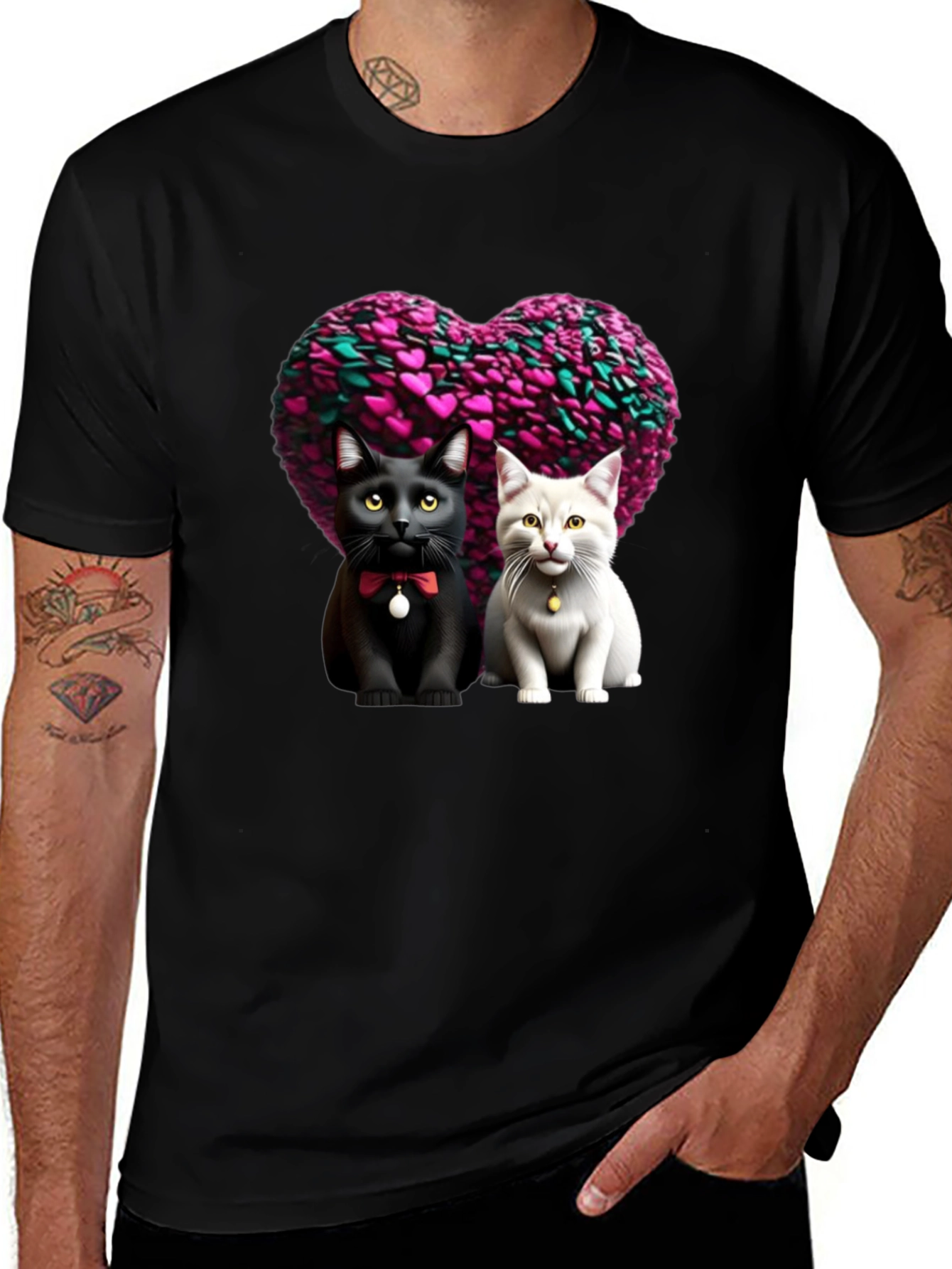 Cute Cats Heart Tee - Valentines Day Apparel